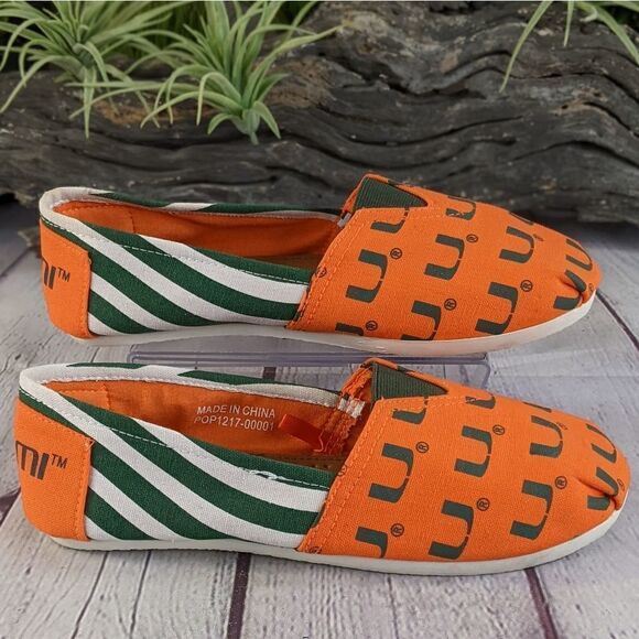 University of Miami Hurricanes Women's Striped Canvas Shoe - Picture 4 of 13